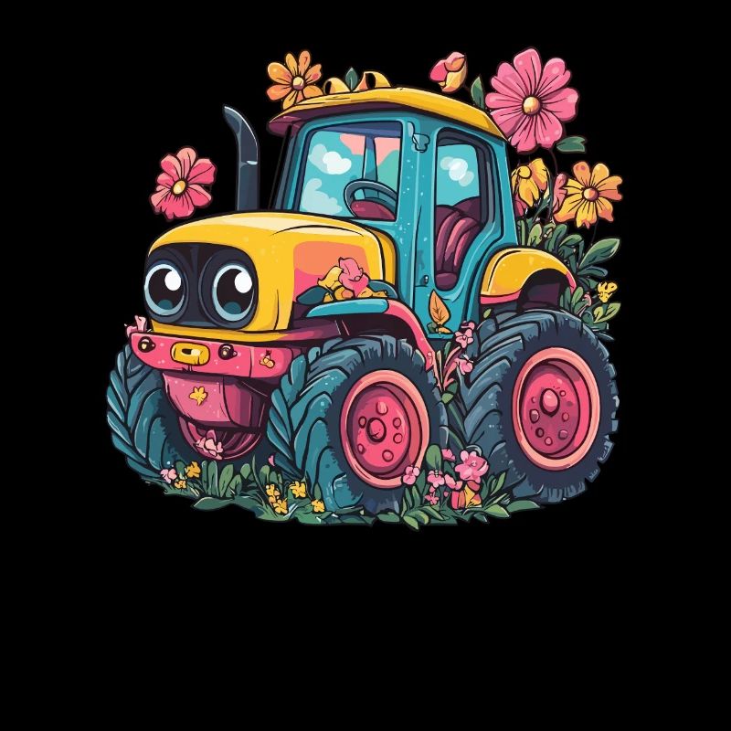 Fröhlicher Blumen-Traktor