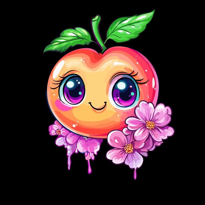 Pêche mignonne avec des fleurs de cerisier
