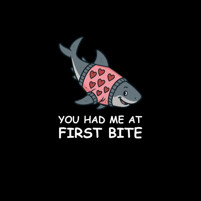Pull requin avec cœur – Vous m’avez eu à la première bouchée