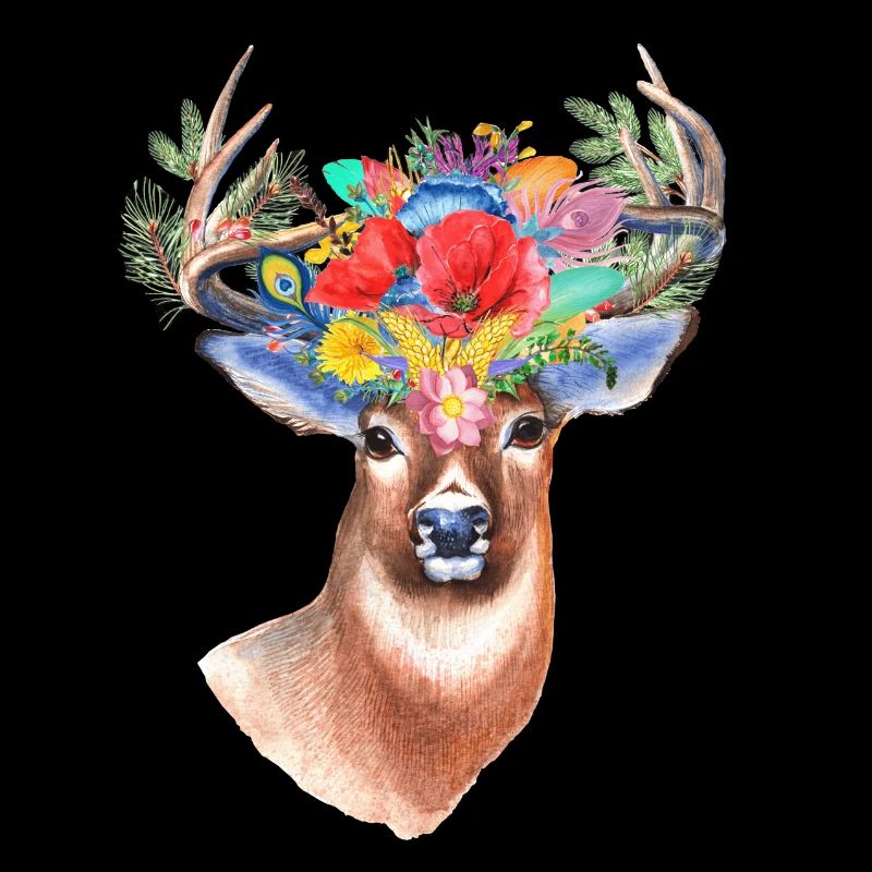 Cerfs communs avec des fleurs