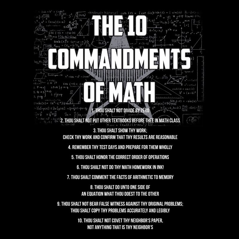 The 10 Commandments Of Math Gift