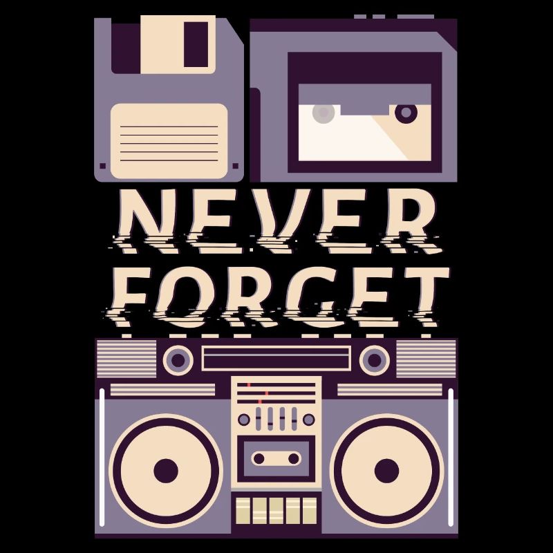 Never Forget VHS Cassette Disk Eighties Retro