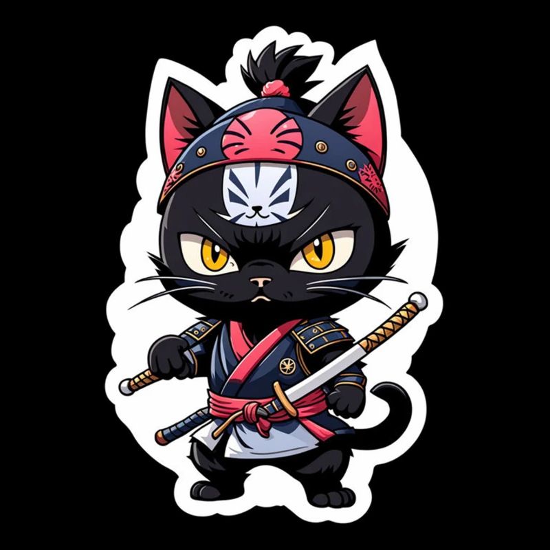 chat ninja - chaton samourai