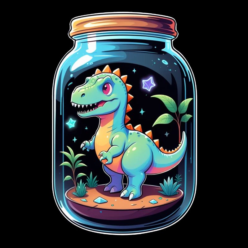 dinosaure dans un pot dessin animé