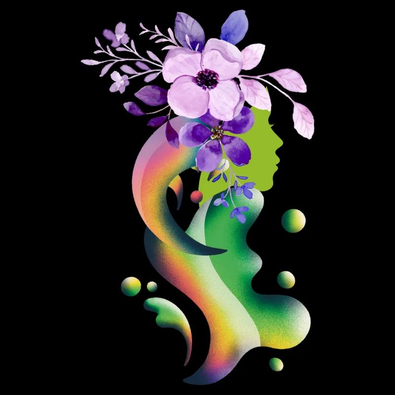 Ein Mädchen mit Blumen Schwebendes Mädchen