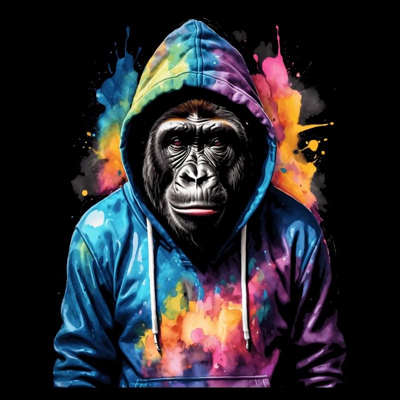 Gorille Sweat à capuche Monkey Imprimé de design d’animaux colorés