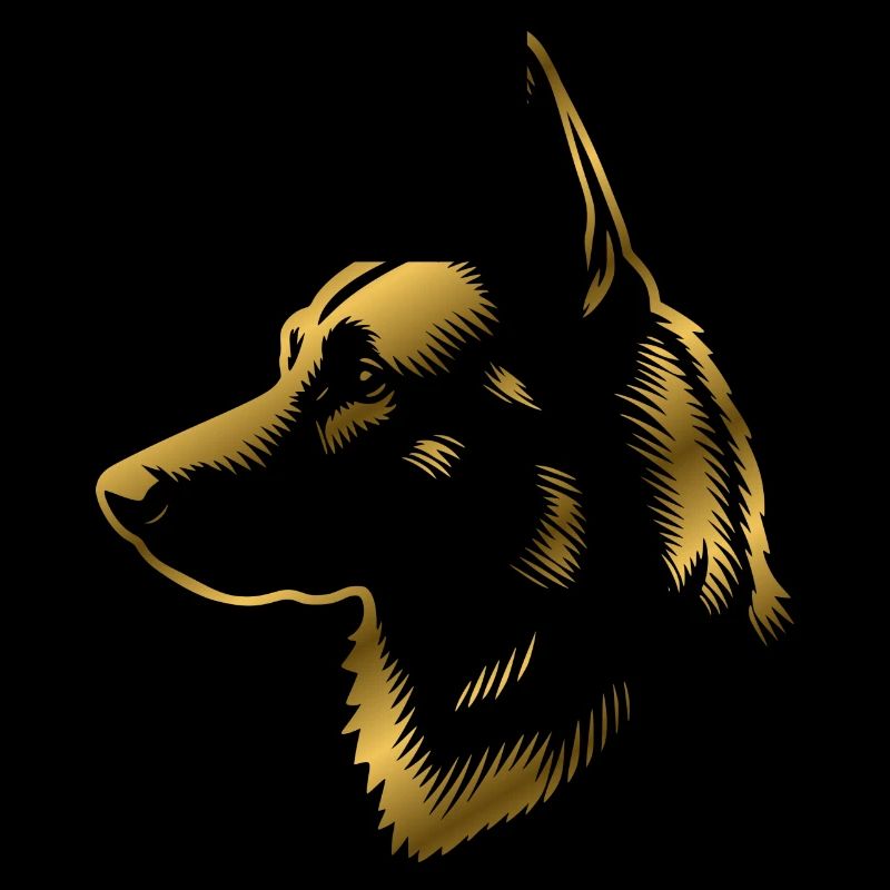 Malinois, dog head, drawing gold