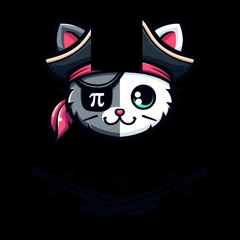Funny Pi Day Math Science Cute Cat Pirate Women