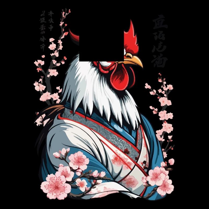 Samurai Bild Retro Design Hahn Kampfkunst