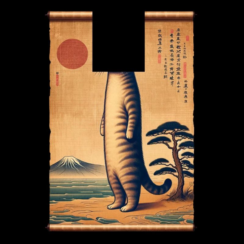Mt. Fuji Sunset Papyrus Scroll Retro