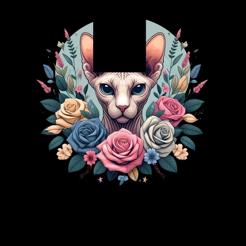 Chat Sphynx avec Fleurs