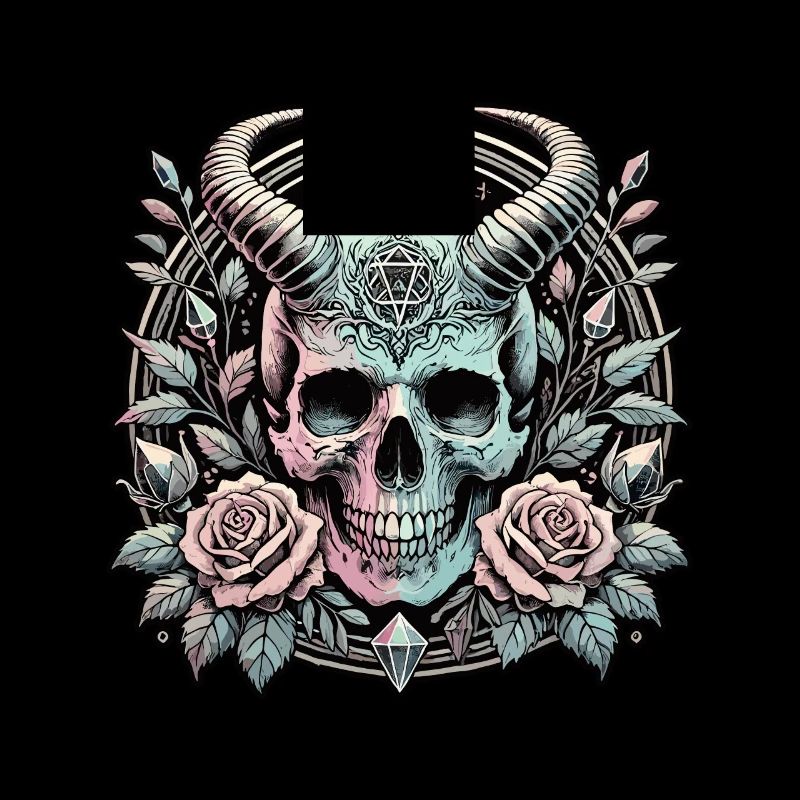 Pastel Goth Aesthetic Dark Skull Design