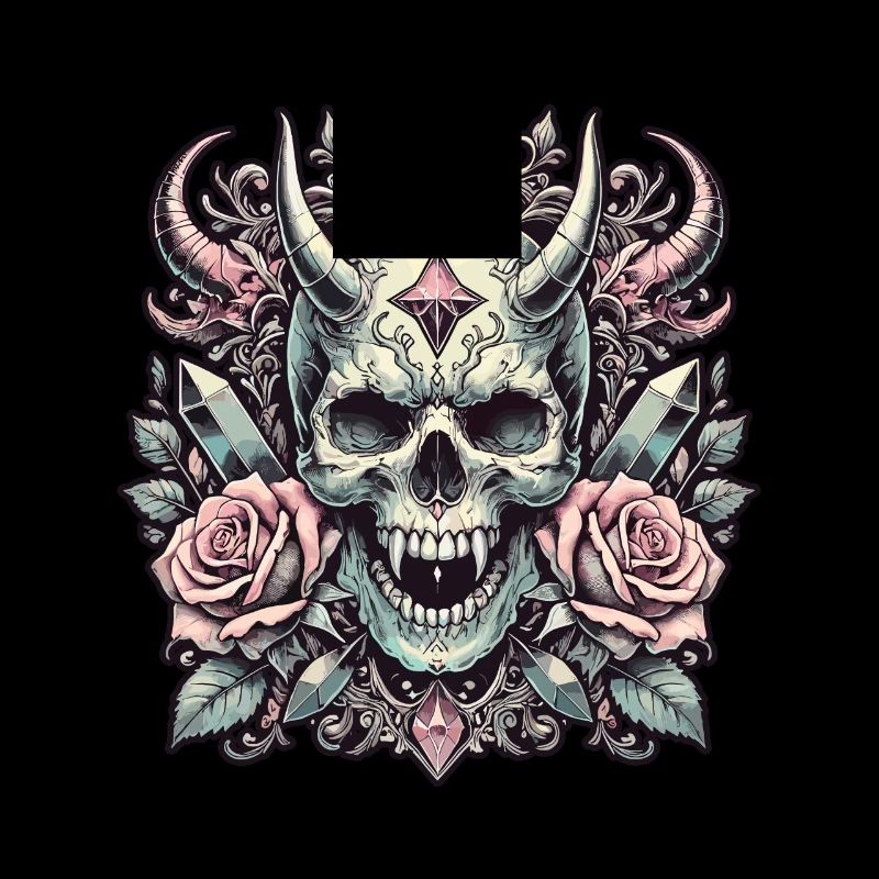 Pastel Goth Aesthetic Dark Skull Design