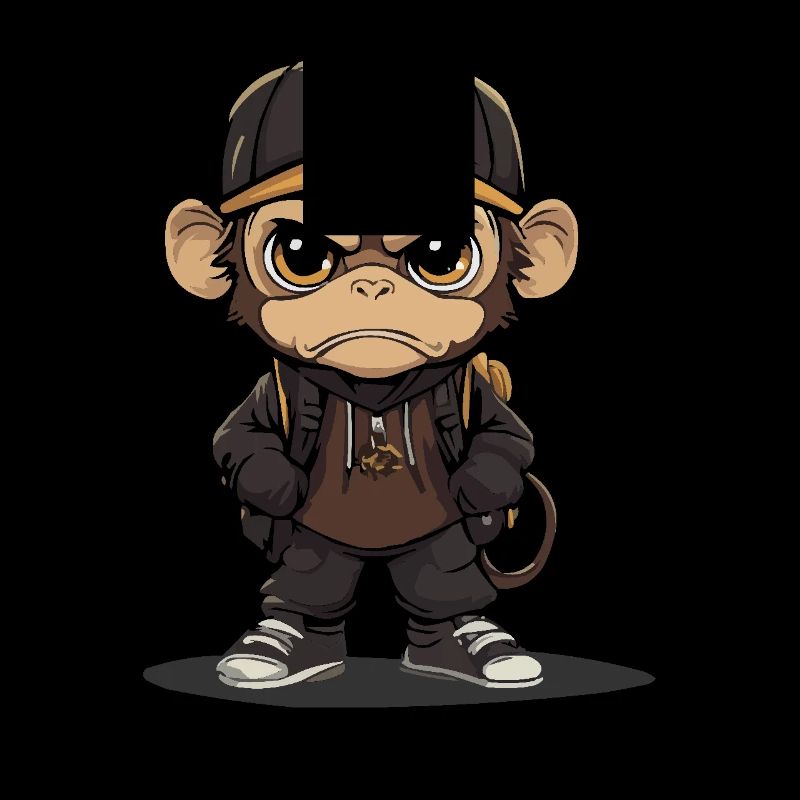 Singe cool avec casquette de baseball et sweat à capuche pour