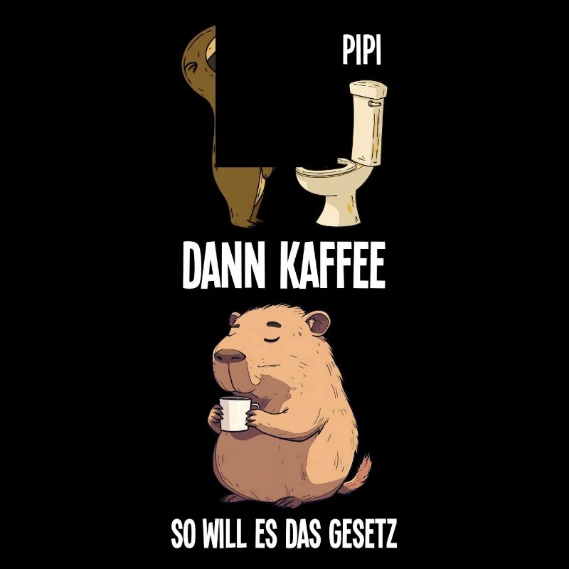 Faultier Capybara Erst Pinkeln Dann Kaffee Morgen
