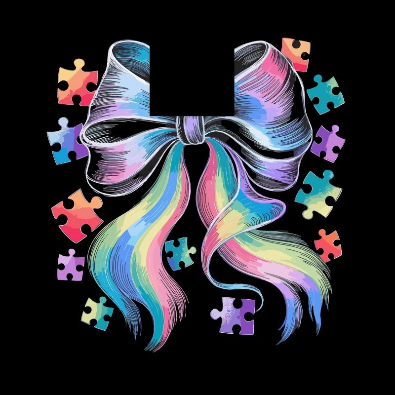 Colorful bow with puzzle pieces for creativity