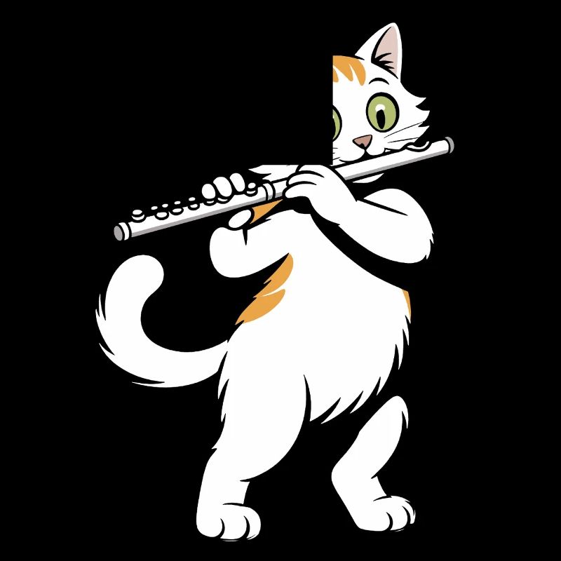 Le chat joue de la flûte