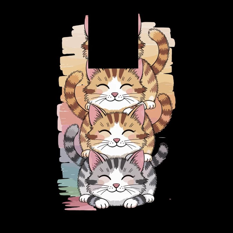 Cute Cats Stack Cartoon Illustration