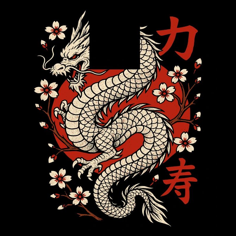 Chinesischer Drache & Kirschblüten