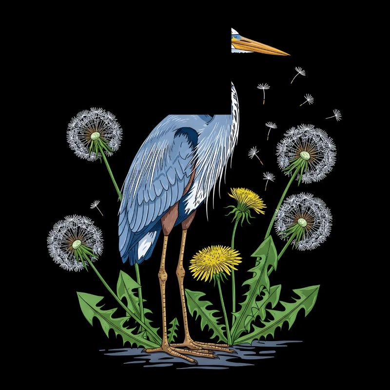 Blue Heron and Dandelion