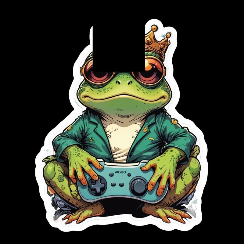 Retro Gamer Frosch mit Controller Konsolenspiele