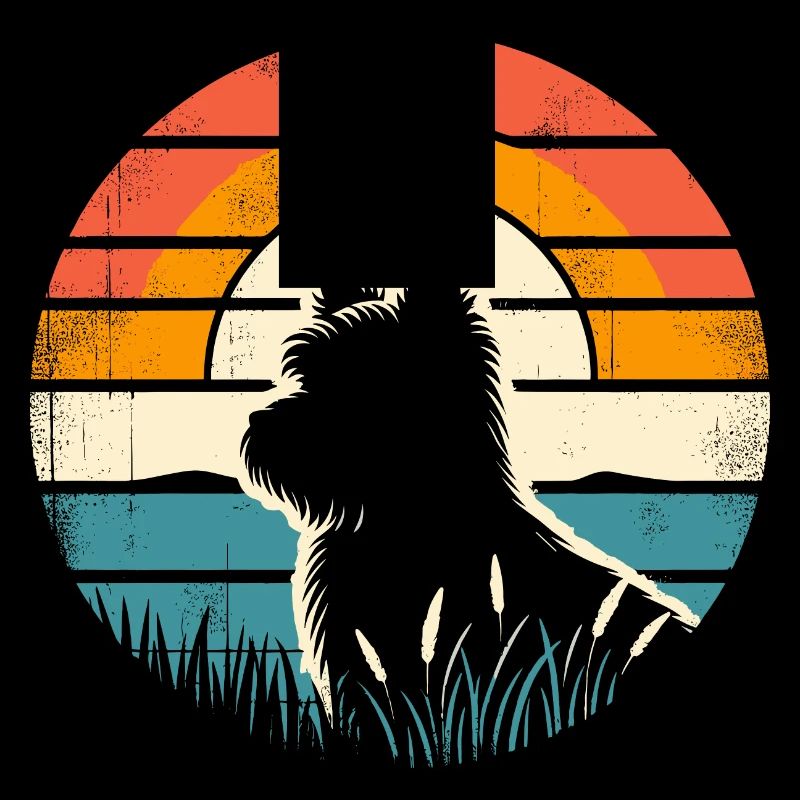 Cairn Terrier Vintage coucher de soleil