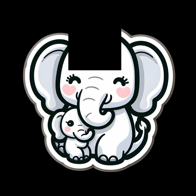 Mignon bébé éléphant avec maman éléphant ballon coeur