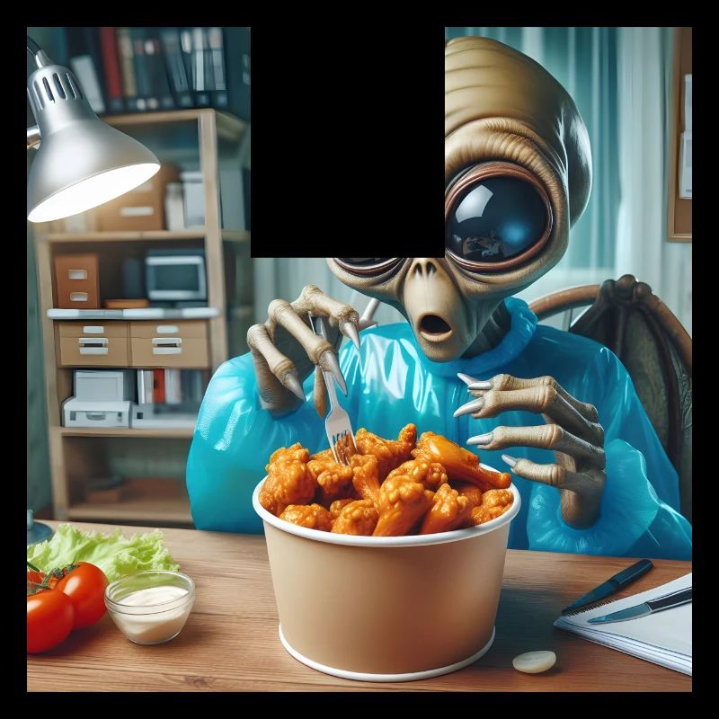Alien découvre de délicieuses ailes de poulet