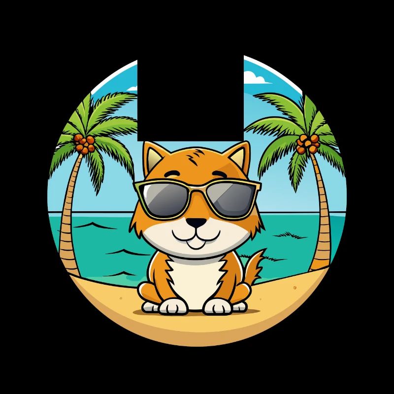Chypre Chat Race Dessin Animé Lunettes De Soleil Plage
