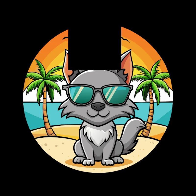Nebelung Lunettes de soleil de dessin animé de race de chat plage