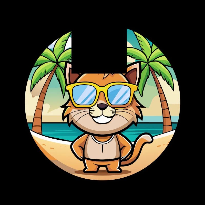 Pixie Bob Cat Breed Cartoon Sunglasses Beach