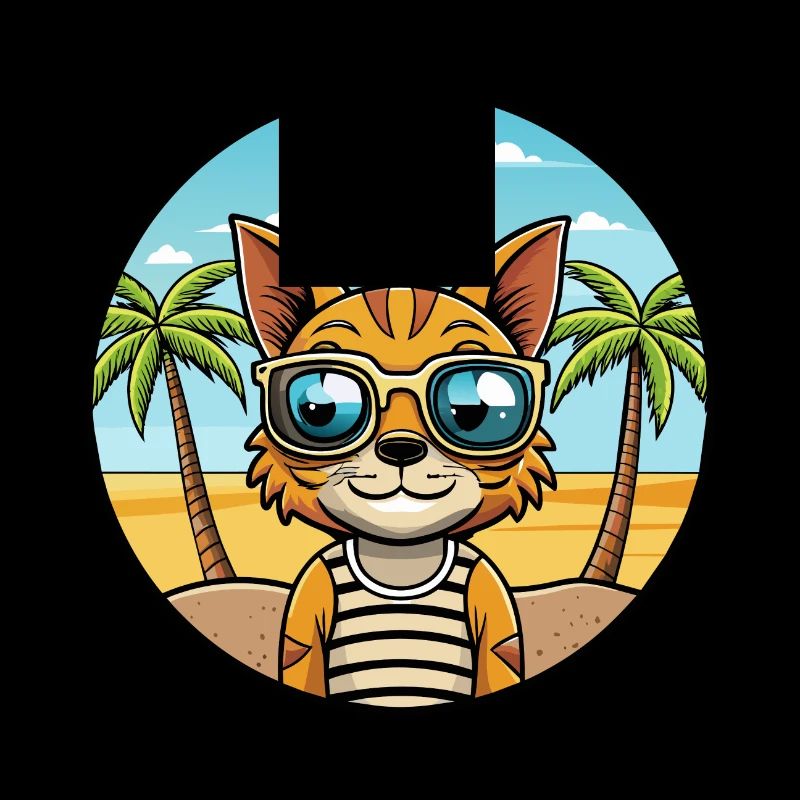 Ocicat Breed Cartoon Sunglasses Beach