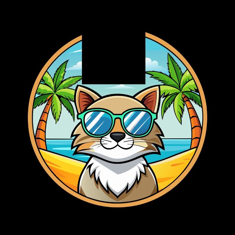 Siberian Cat Breed Cartoon Sunglasses Beach