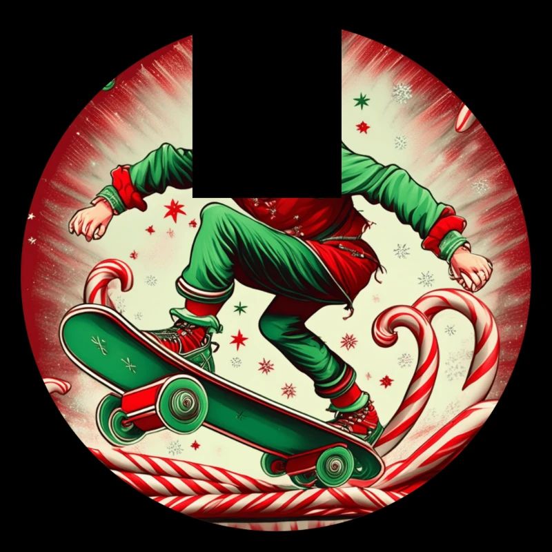 Christmas Elf Skateboarding