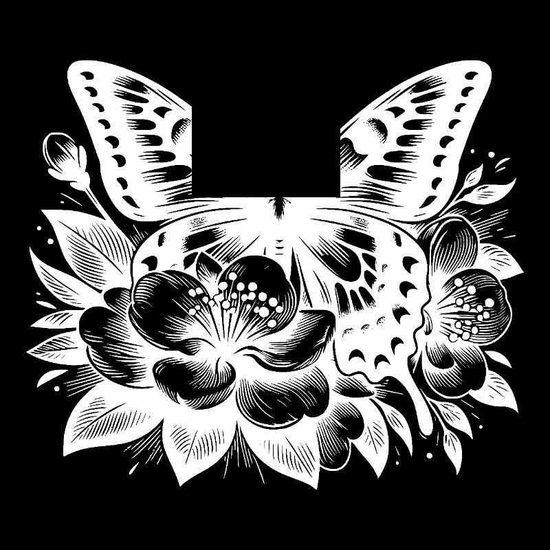 Butterfly and flowers as tattoo artwork