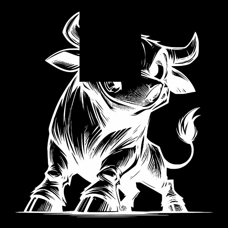 Dessin de taureau au crayon avec des cornes géantes