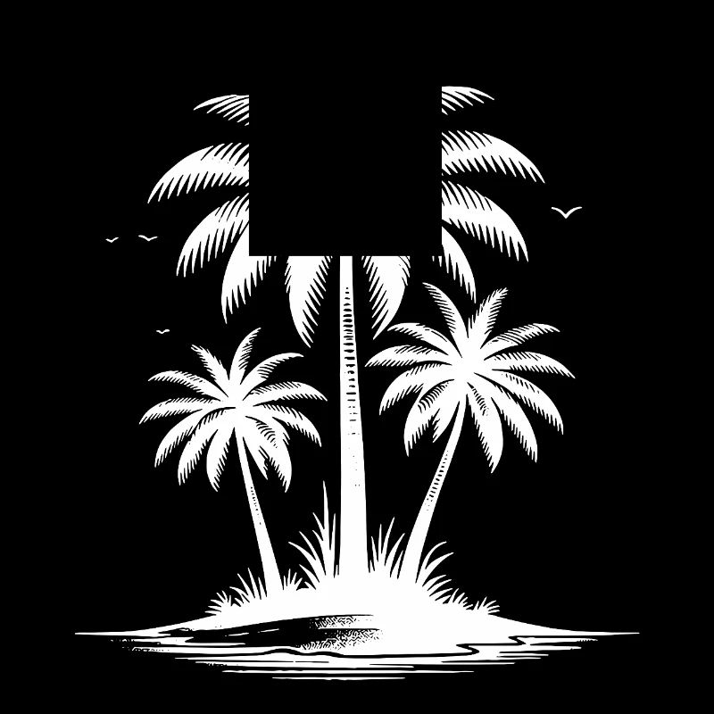 Tropical Island Palm Trees and Beach