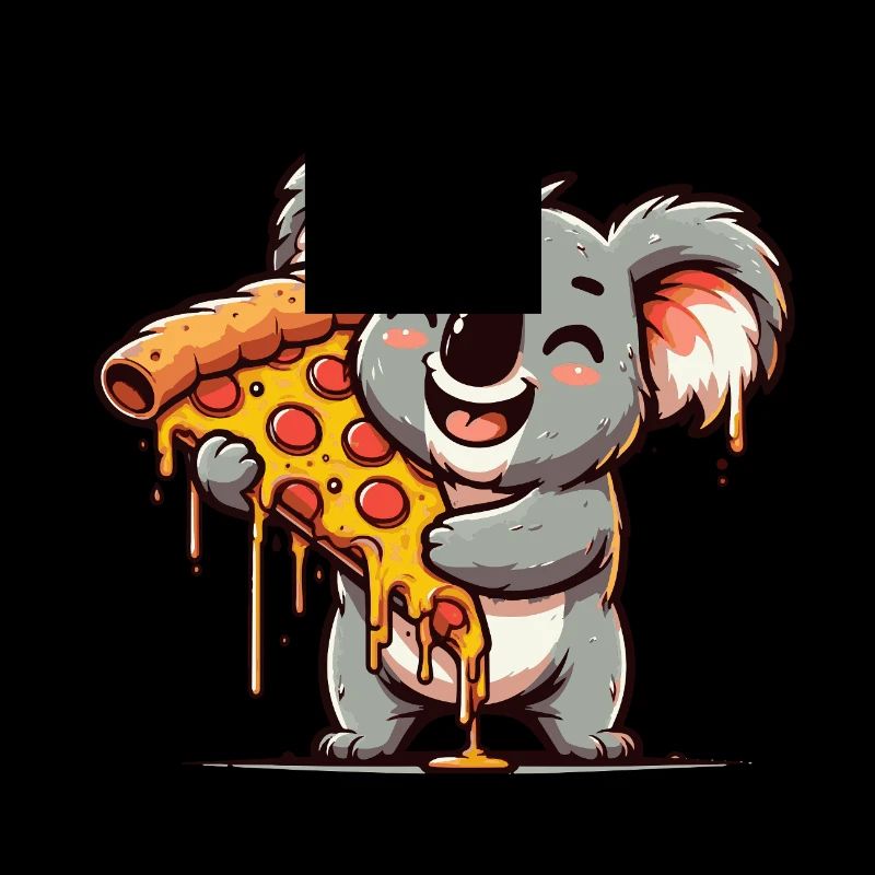 glücklicher Koalabär Koala mit Pizza
