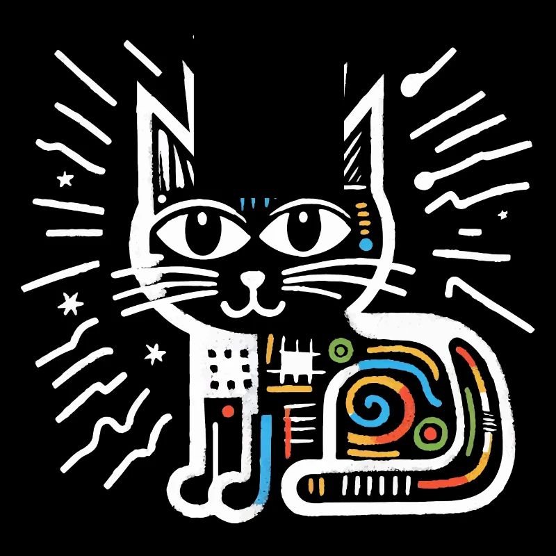 Chat peinture abstraite artwork