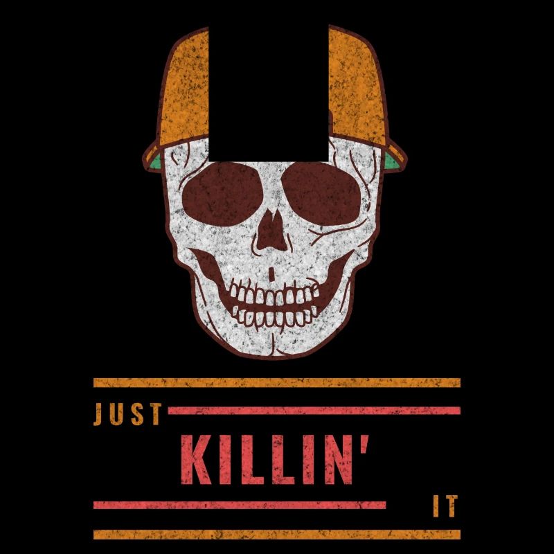 Skull and Crossbones with Cap Just Killin It Red (Distressed)