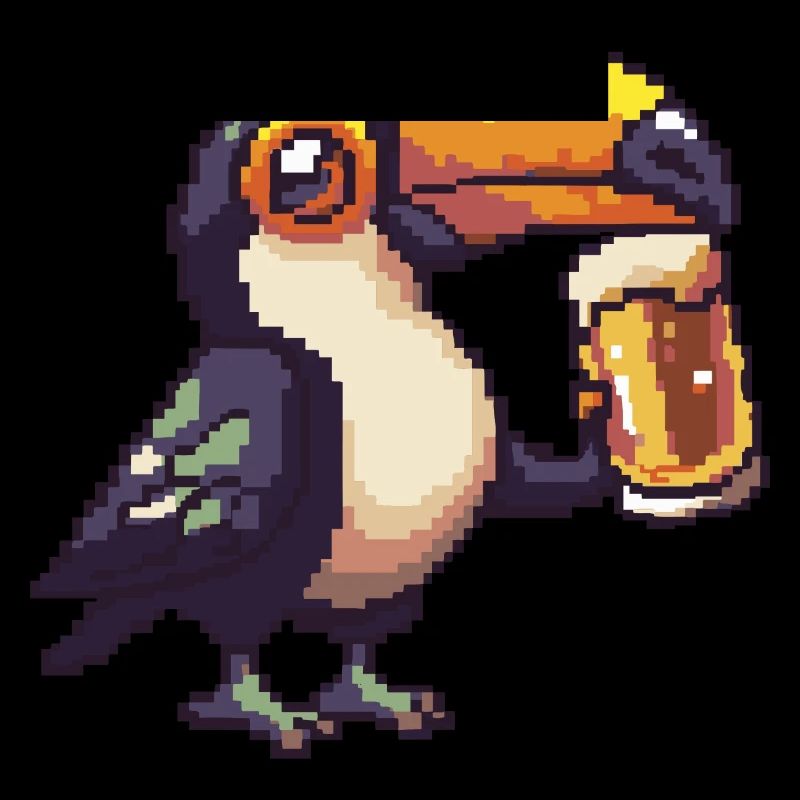 Toucan oiseau bière pixel