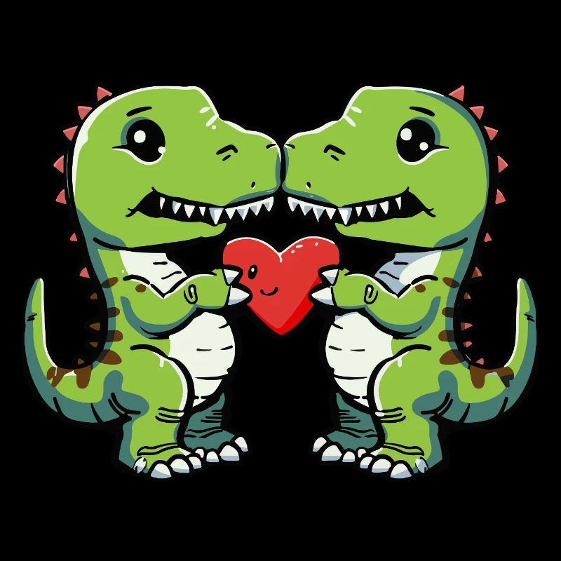 Dinosaurier T-Rex Paar Herz