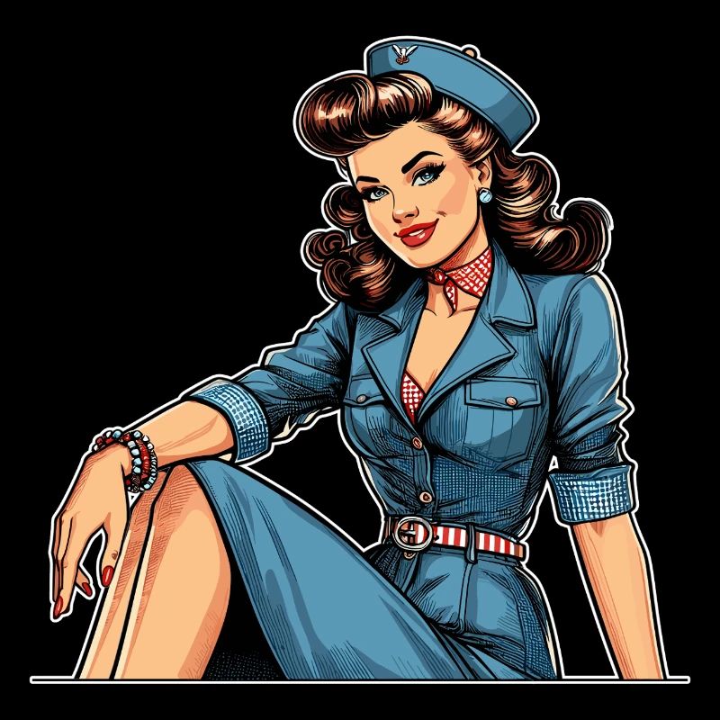 Pin Up Retro Stewardess Flight Attendant Gift