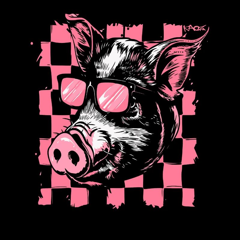 Cool Checkered Flag Pig