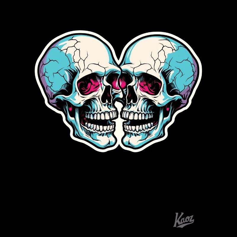 Laughing Cool Twin Skull Skull