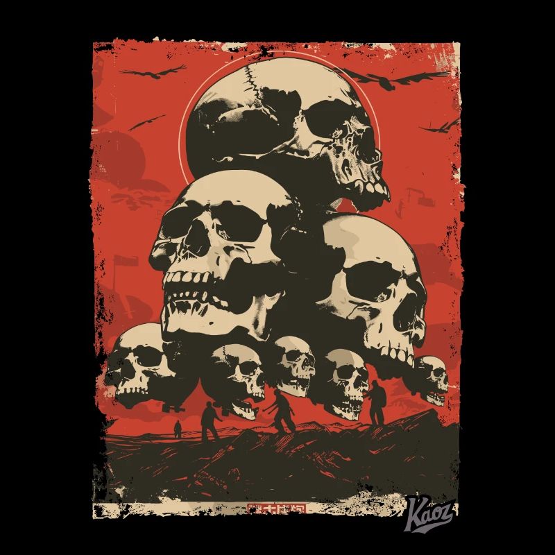 Propaganda-Stil – Ein Berg aus Totenköpfen