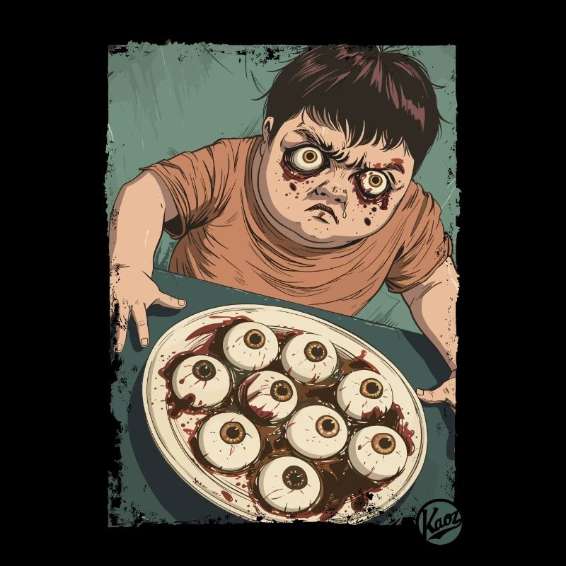Wütendes Kind mit Augen-Suppe, ein Suppenkasper