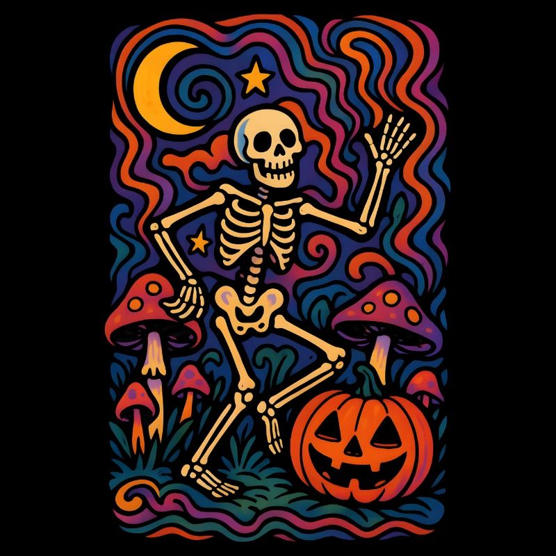 Dancing Skeleton – Retro Halloween Art