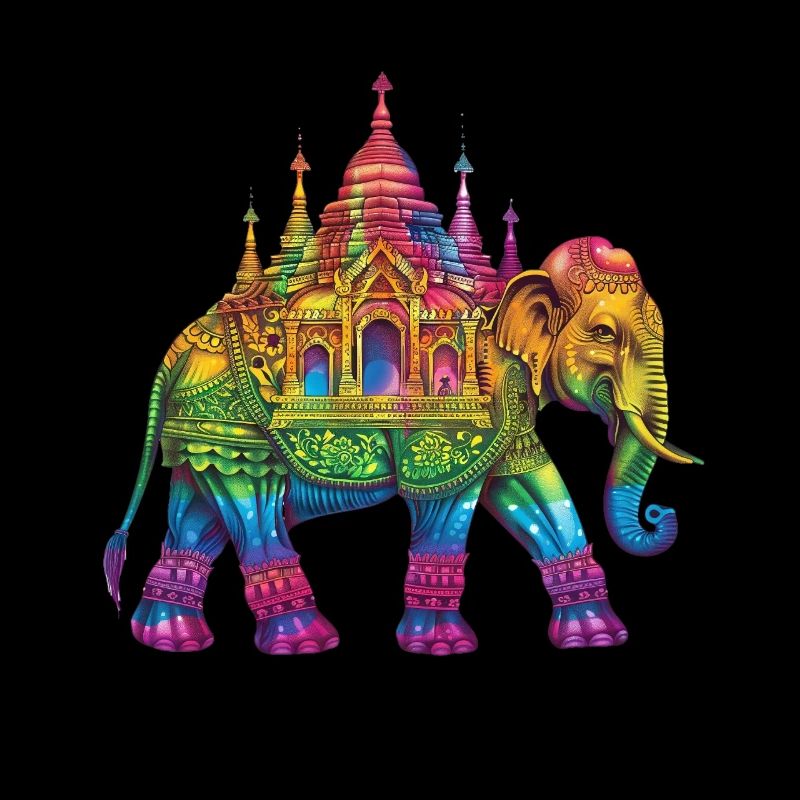 Éléphant coloré Birman Illustration birmane