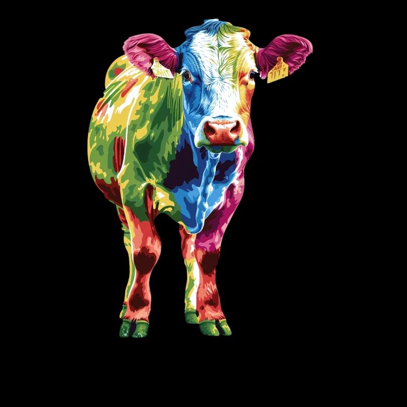 Colorful Cow Rainbow Colored Artwork